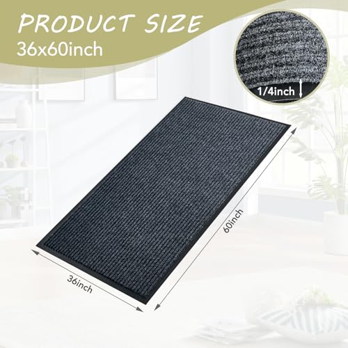 Front Door Mat, 3'x5'Indoor Outdoor Welcome Commercial Floor Mats - size: 36"x60"