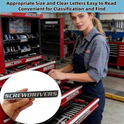 12Pcs 3D Printed Magnetic Toolbox Labels for Metal Drawers, Cabinets, Carts