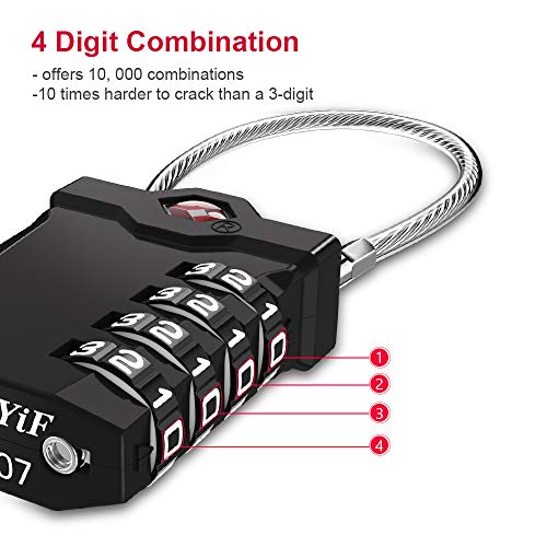 ZHEGE TSA Approved Luggage Lock, Travel Lock, 5.5in Flexible Cable (Black) - color: 1p Black