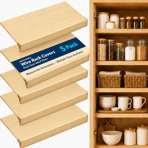 Wire Shelf Covers, 5pcs PVC Wire Rack Cover for Pantry & Closet Shelving - color: Wood, size: 30*16*2.3