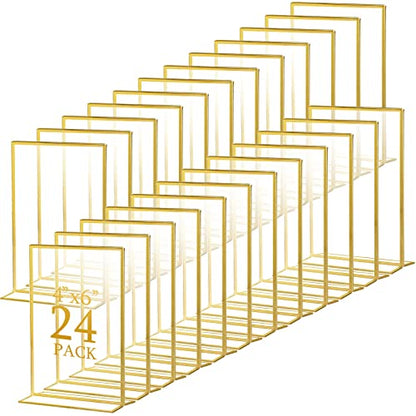 Hoteam 24 Pack 4 X 6 Inch Gold Acrylic Sign Holder Picture Frame - size: 4 x 6 Inch