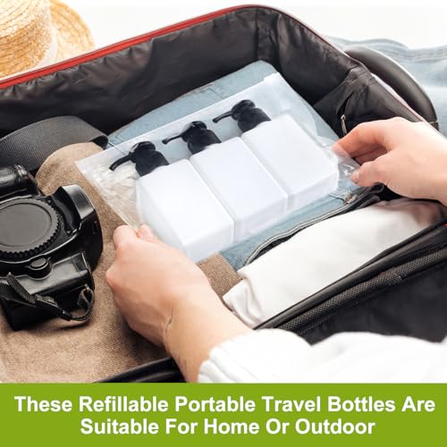 Domensi 24 Pcs 3.4 oz Pump Bottle Mini Travel Bottles, White - color: White