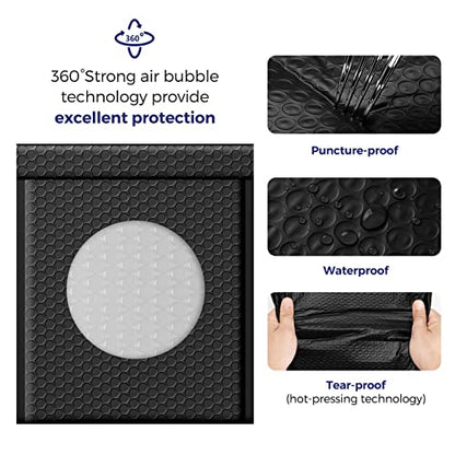 Fuxury Black Bubble Mailers 8.5x12" Padded Envelopes 100 Pack Bulk - color: Black, size: 8.5x12" 100PC