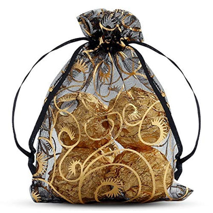 Stratalife Organza Bags with Drawstring 4"x6", 50PCS - color: 50pcs Eyelash Black 4x6