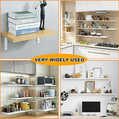 Alise 4Pcs Floating Shelf Brackets, White Heavy Duty L Bracket for Shelves - color: White, size: (4P) 3.2x3.2x0.8 inch