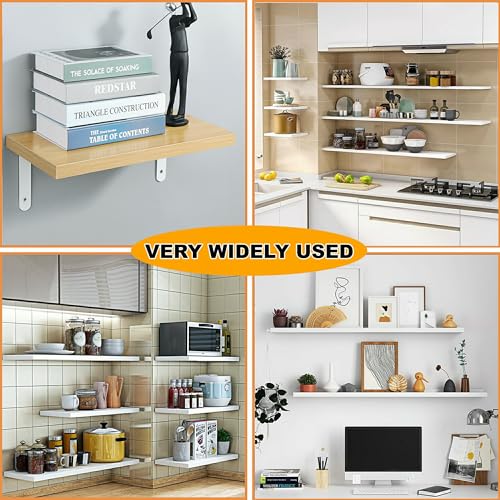 Alise 4Pcs Floating Shelf Brackets, White Heavy Duty L Bracket for Shelves - color: White, size: (4P) 5x5x0.8 inch