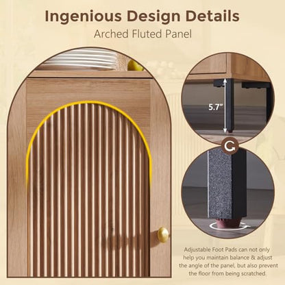 IFGET 61.75" W Modern Arched Sideboard Buffet Cabinet with Storage, Natural - color: Natural, size: 2 Pieces