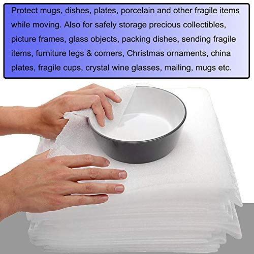 Lainrrew 60 Pack Foam Pouches, 3 Sizes Thick Cushion Wrap Pouches Foam Wrap Sheets Packing Pouches Against Chipping & Breakage for Packing, Moving, Shipping, Packaging