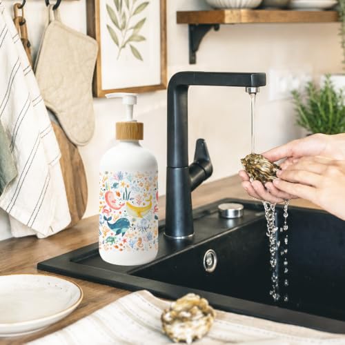 Beach Ocean Animal Glass Soap Dispenser with Pump - color: Ocean Animal