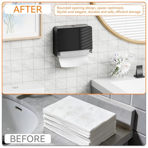 Yieach Commercial Paper Towel Dispenser Wall Mount for Restroom,Hotel and Bathroom,10.2″W,No-Drill Multifold Paper Towel Holder for All Multifold,Z-fold,Folded,Trifold,C fold,Tri Fold Hand Towel,Black - color: Black