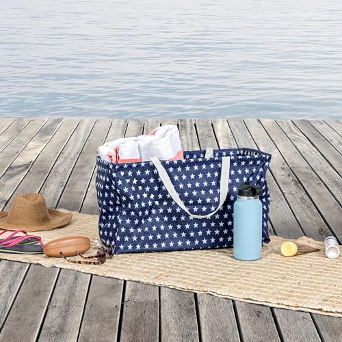 Household Essentials Blue with White Stars Krush Container All-Purpose Utility Tote, 22" LX11 WX13 H (Pack of 12) - color: Estrellas Azules
