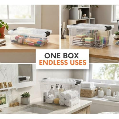 Superio 8.7 Quart Clear Plastic Storage Boxes with Lids, Stackable Organizer Containers, BPA-Free Storage Bins for Home, Office, School & Dorm, 5 Pack - size: 8.7 Quart