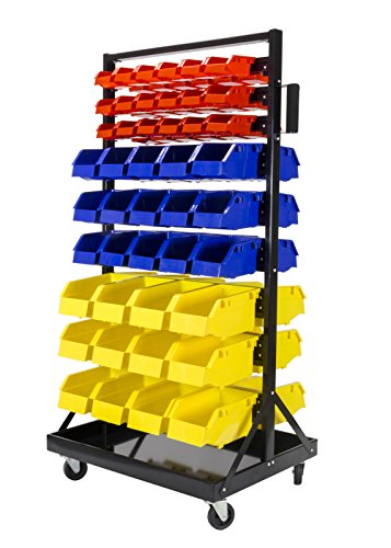 TLPB05 90 Parts Bin Shelving Storage Organizer with Locking Wheels for Shop Garage and Home