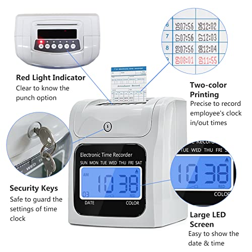 TooCust Time Clock Bundle with 200 Time Cards, 4 Ink Ribbons, 2 Ten-Slot Time Card Racks, & 2 Security Keys, Auto-Align Employee Time Clocks for Small Business - style: TC200CARDS