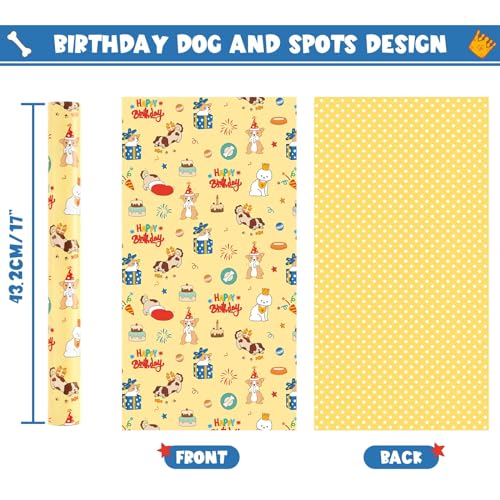 WERNNSAI Dog Wrapping Paper Roll - 33 ft Happy Birthday Puppy Gift Wrap - color: Dog