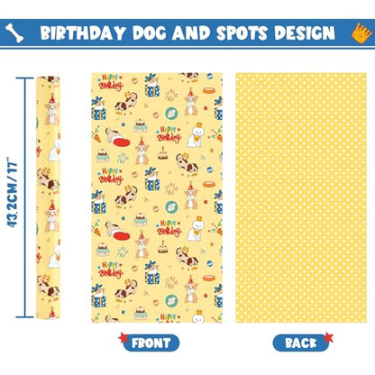 WERNNSAI Dog Wrapping Paper Roll - 33 ft Happy Birthday Puppy Gift Wrap - color: Dog