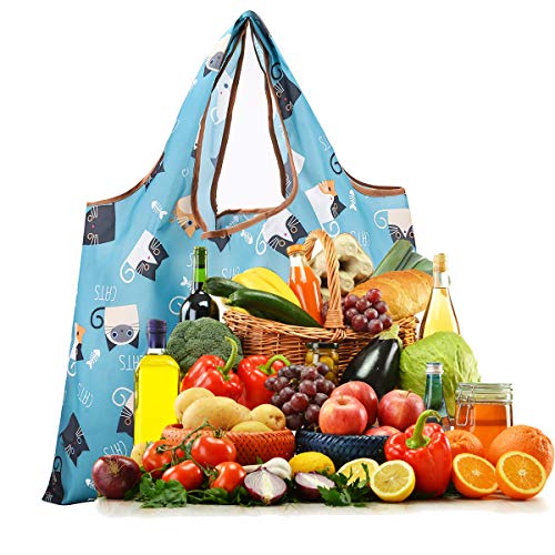 Reusable Grocery Bag, 2 Packs Large Washable - color: L-cattie