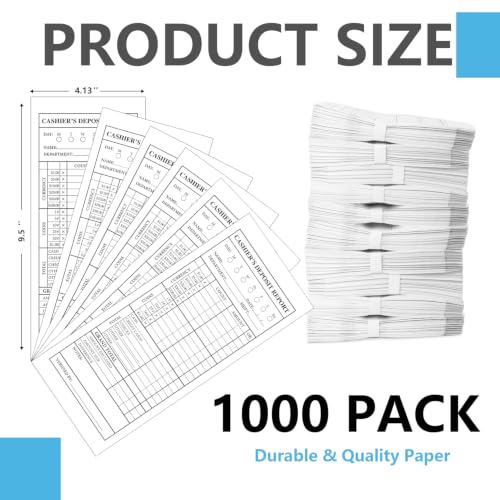 1000 Pcs Cash Deposit Envelopes with Gummed Flaps – 28lb Cash Envelopes for Small Businesses, Cashier Register for Retailers & Restaurants - White - color: White