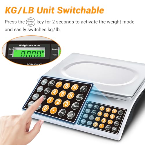 Price Computing Scale 66lb Digital Commercial Produce Scale - color: Stainless Steel Scale Pan-Large Size