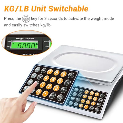 Price Computing Scale 66lb Digital Commercial Produce Scale - color: Stainless Steel Scale Pan-Large Size
