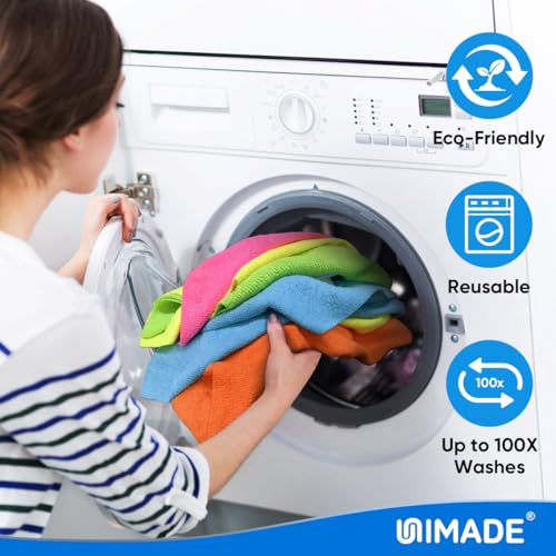 UNIMADE Microfiber Cleaning Cloth, 10 Pack Reusable Microfiber Towels - color: Multicolor, size: 10PK