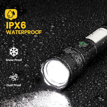 Flashlight Rechargeable Flashlights High Lumens, 99,000 LM Bright LED Flashlight Powered Flash Light, USB Rechargeable Flashlights & Waterproof Handheld Flash lights for Home Camping Hiking(2 Pack)