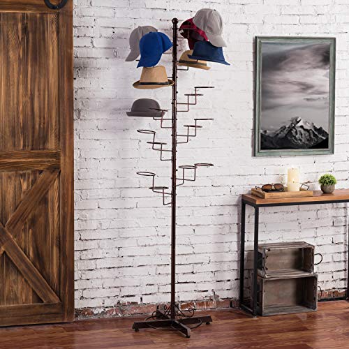 MyGift Hat Rack Tree with 20 Hooks, Cowboy Hat & Cap Display Stand - color: Dark Brown