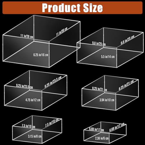 6 Pcs Clear Acrylic Display Risers 6"-11" Buffet Dessert Stands