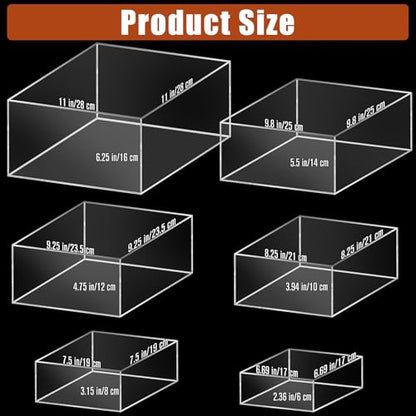 6 Pcs Clear Acrylic Display Risers 6"-11" Buffet Dessert Stands