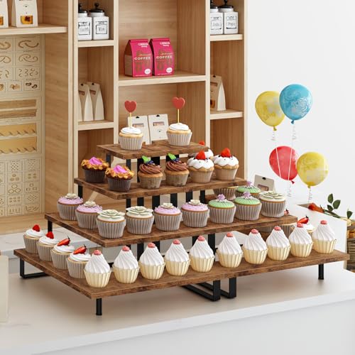 ELITEROO Wooden Cupcake Stand, Tiered Cupcake Display Tower Stand - size: Right Angle Corner