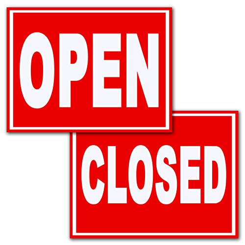 Open & Closed Flexible Magnetic Signs 7.5 x 10.75 in. White Letters on Red