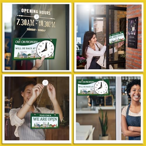 PLIGREAT We Are Open Signs Double Sided Open Closed Sign Please Come In Sign Hours of Operation Sign Plaque for Business Store Office Bars Retail Salon Shop Waterproof Hanging Door Sign with Chain