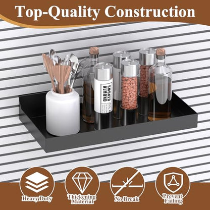 16 x 8 Inch Metal Slatwall Shelves, 2‑Pack, Slatwall Accessories - color: Black