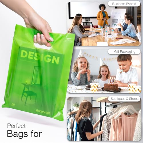 Choice Marts 100 Lime Green Plastic Bags With Handles 9x12 Merchandise Bags - color: Lime Green