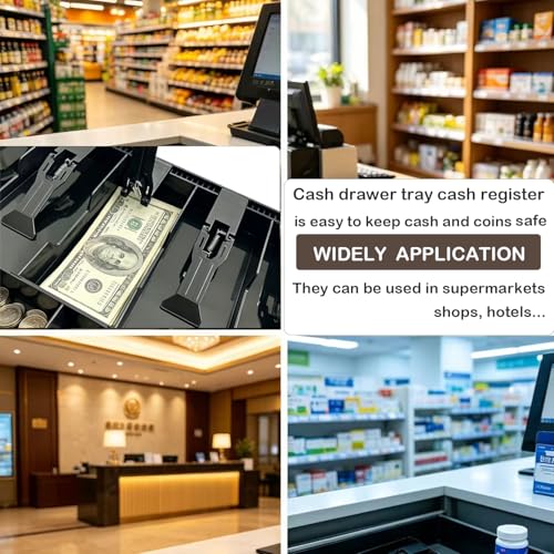 5 Bill & 4 Coin Compartments Cash Register Tray for Supermarkets, Shops