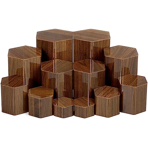 Jetec 12 Pcs Hexagonal Jewelry Display Risers Acrylic Stands,Brown - color: Brown