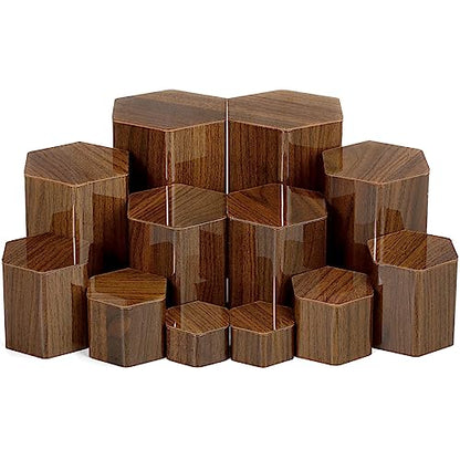 Jetec 12 Pcs Hexagonal Jewelry Display Risers Acrylic Stands,Brown - color: Brown