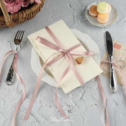MAYREEL Dusty Rose Satin Ribbon 3/8 Inch Double Faced 50 Yards Thin - color: Dusty Rose, size: 3/8 Inch