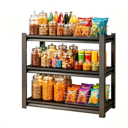 Snack Display Rack, 3 Tier Candy Display Rack Countertop Organizer, 1000lb Load, Heavy Duty Retail Display Shelves for Vendors, Snack Rack Display Stand for Kitchen Pantry (36"W x 14"D x 32"H) - size: 36"W x 14"D x 32"H