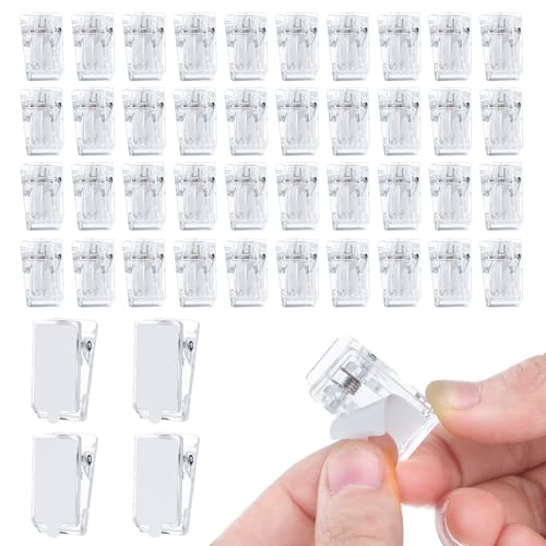 Telooco 40pcs Adhesive Clips Self Adhesive Clips Acrylic Sticky Clips for Hanging & Organization,Clear Adhesive Clip for Hanging Poster Photo Decoration