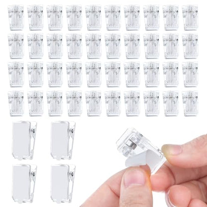 Telooco 40pcs Adhesive Clips Self Adhesive Clips Acrylic Sticky Clips for Hanging & Organization,Clear Adhesive Clip for Hanging Poster Photo Decoration