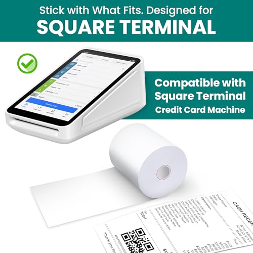 2 1/4” x 60 ft Coreless Thermal Paper Receipt Rolls for Square Terminal, 20 Rolls