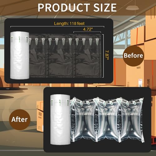 Air Pillows for Shipping, 300 Count Packing Cushion Film with Pump, 4.72" * 7.87" Inflatable Air Packing Bags for Packaging Moving Box Filler, Purse Shape Alternative to Packaging Peanuts - size: 4.72" * 7.87"(300 Count)