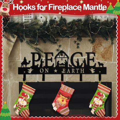 Cinnvoice Nativity Christmas Stocking Holder for Wall, 5 Hangers,Peace - style: Peace