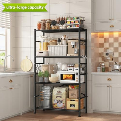 DurayLoly 4-Tier Heavy Duty Metal Shelving with Hooks, 880 lbs, for Kitchen - size: 30" W x 12" D x 60" H (4T)
