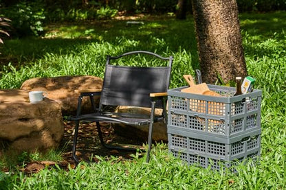 Aebeky 3-Pack Plastic Collapsible Storage Crates-30L,Foldable Plastic Crates for Storage (Gray) - color: Gray