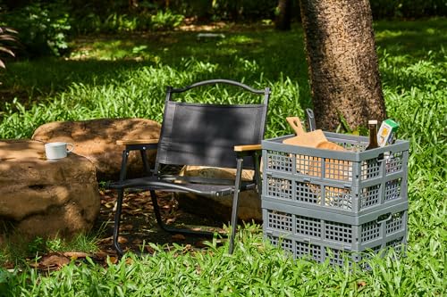 Aebeky 3-Pack Plastic Collapsible Storage Crates-30L,Foldable Plastic Crates for Storage (Gray) - color: Gray