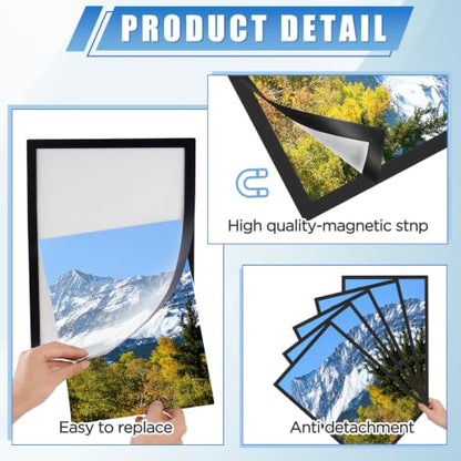12 Pack Magnetic Sign Holder 11 x 17 inches with Magnetic Border - color: 12 Pack Black, size: 11 x 17