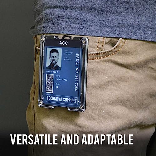 GOVO T4 Badge Holder/Wallet - Durable Polycarbonate ID/Credit Holder with Metal Clip and 4 Cards Slot (Holds 1to 4 Cards) Black - color: Black