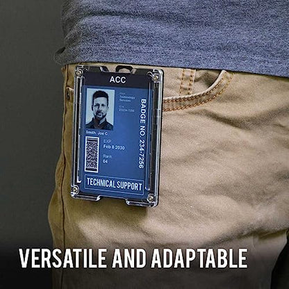 GOVO T4 Badge Holder/Wallet - Durable Polycarbonate ID/Credit Holder with Metal Clip and 4 Cards Slot (Holds 1 to 4 Cards) (Tan) - color: Tan